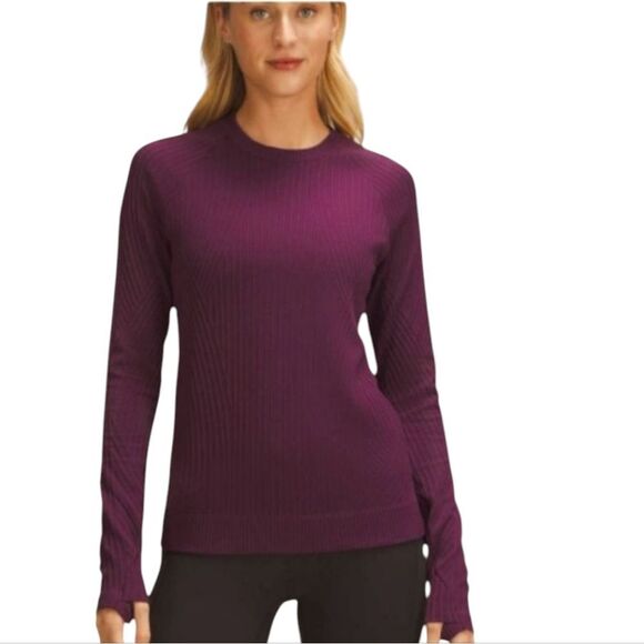 Lululemon Rest Less Pullover Ribbed Magenta Reddish Purple Size 4 - Picture 1 of 9